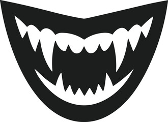 Vampire Fangs – Creepy Grinning Mouth Silhouette Vector