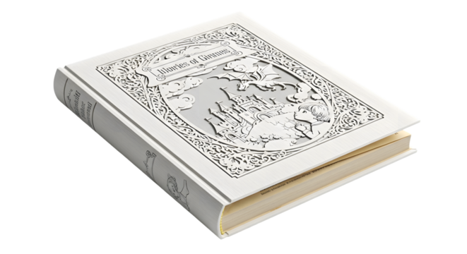 An old hardcover book with an intricately embossed cover, isolated on transparent background - Powered by Adobe