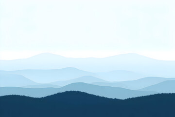 Obraz premium Illustration Background - Serene Blue Mountain Landscape with Pine Trees