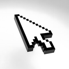 Pixelated computer mouse cursor arrow on a white background