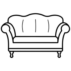 Black and  white sofa icon couch furniture icon line airt vactor outline Illustrations on white background