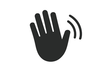 Obraz premium Waving Hand Icon Vector for Social Interaction Greeting Farewell Communication. Black Palm Silhouette Gesture Swipe Symbol. Friendly Welcoming Goodbye Sign Isolated. Modern Flat Transparent Design.