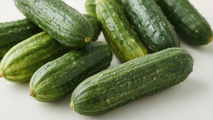 Organic cucumbers just gathered