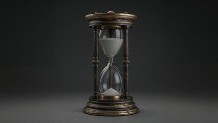 Three-dimensional rendering of a sand timer with a black casing