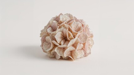 Glittering hydrangea bloom against a white backdrop