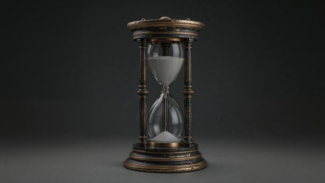 Three-dimensional rendering of a sand timer with a black casing