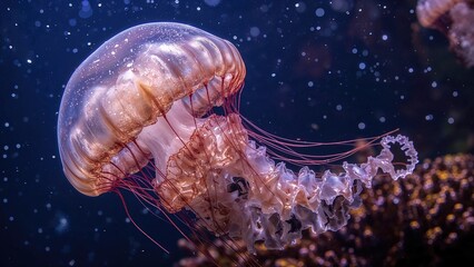Fototapeta premium Up-close shot of a big aurelia aurita jellyfish