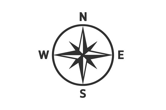 Cardinal points icon compass rose, navigation symbol isolated on white background, vector illustration with north south east west directions, simple design for maps and travel graphics