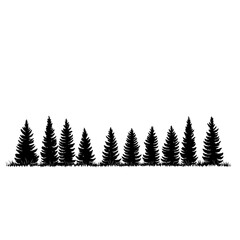 Obraz premium Illustration - Silhouette of Pine Trees and Grass