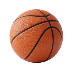 Fototapeta premium A closeup of a standard orange basketball with black lines, isolated on transparent background