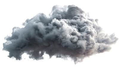 Realistic white smoke cloud isolated on transparent background