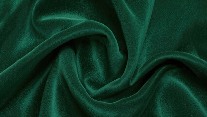 Obraz premium Textured green fabric background featuring velvet material and curved relief