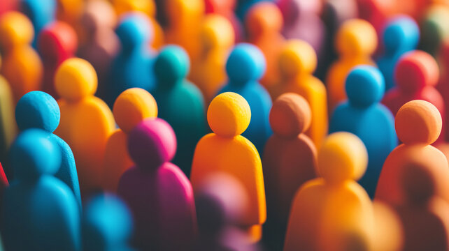 Colorful Collection of Wooden Figurines Representing Diverse Community