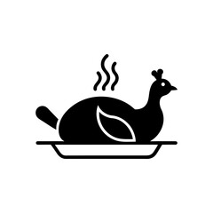 simple icons of baked bird on platter outline vector art