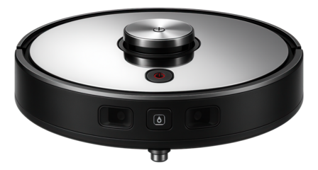 Low-profile robotic vacuum with water spray function and anti-drop sensors