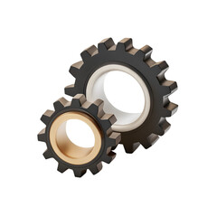 Gear mechanism displayed in realistic 3d illustration for engineering and mechanical concepts
