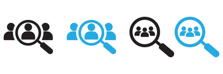 Job Search and Hiring Icon Set with Candidate Recruitment Symbols