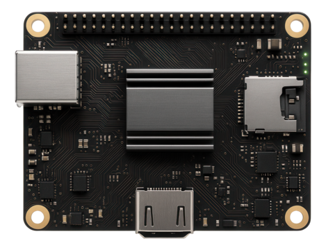 Development board with HDMI output and quad-core processor for multimedia projects