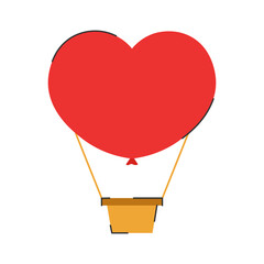 Heart-shaped aerostat, balloon. Happy Valentines day.