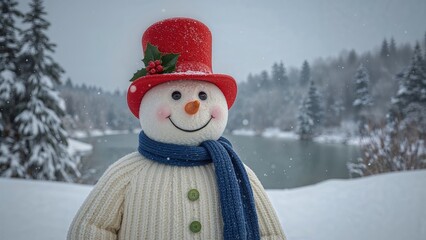Funny snowman sporting clothes