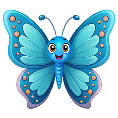 Cheerful Blue Butterfly A Vibrant Cartoon Illustration