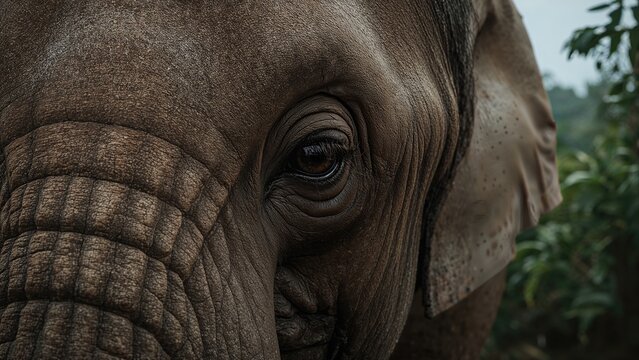 Elephant eye in extreme close-up