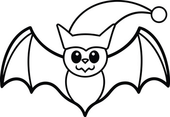 Bat wearing a Santa hat silhouette
