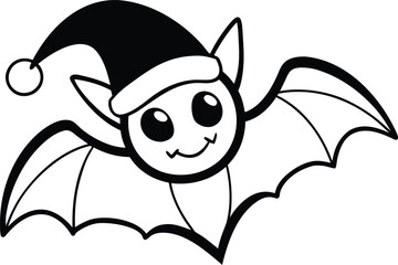 Bat wearing a Santa hat silhouette