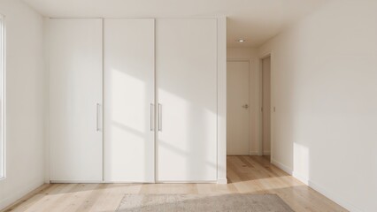 Sliding door wardrobe with integrated design and floor perspective