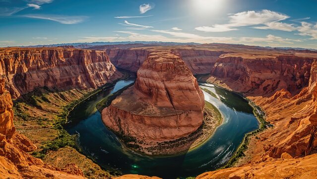 A winding curve of the Colorado River forming a horseshoe shape.