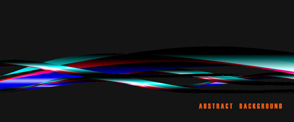 Abstract Colorful Wave Background on Black