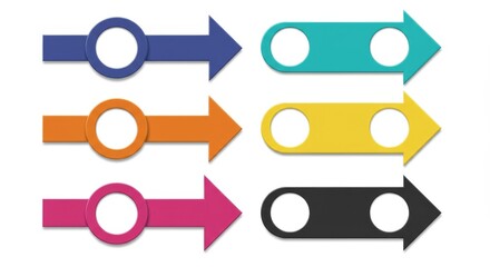 Colorful Six-Arrow Infographic with Central Circle for Presentation