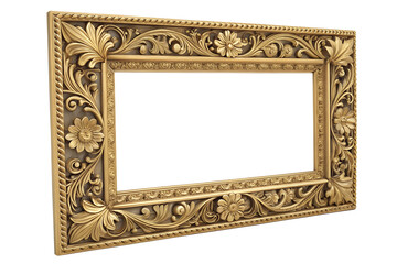 Ornamental Gold Rectangular Frame Isolated On Transparent Background Png