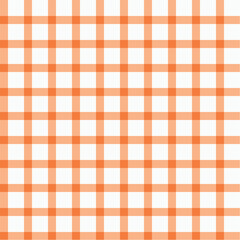 Gingham Checker Plaid Seamless Pattern. Orange and white color checkerboard gingham background, square, tablecloth, book cover, Vector illustration