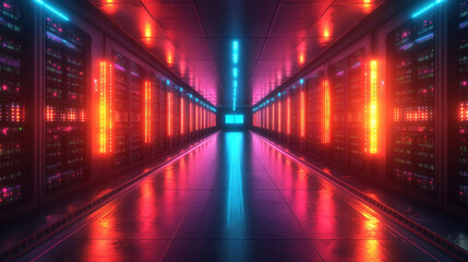 Futuristic server room interior
