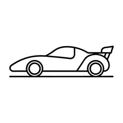 Outline of a racing car with white background sports vehicle and speed competition icon  