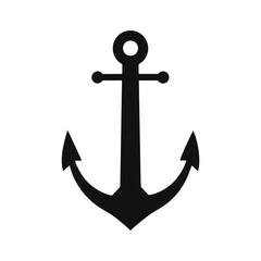 Silhouette of a classic anchor with white background traditional seafaring emblem icon  