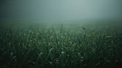 Obraz premium Tiny raindrops resting on fresh grass