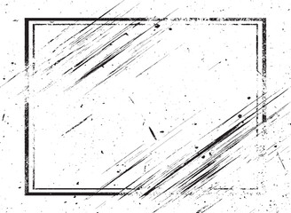 Frame is drawn with brush strokes on white Vector black square grunge frame on a transparent background