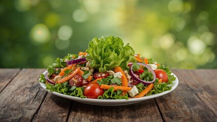 Wholesome green salad with fresh ingredients