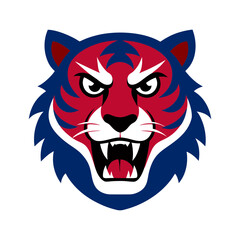 angry tiger head mascot logo vector art illustration