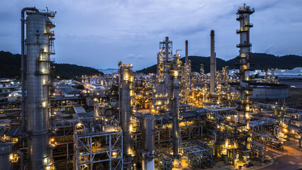 Oil refinery plant industry factory zone, oil and gas petrochemical industrial, oil storage tank...
