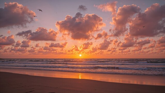 Golden evening sky at the coast