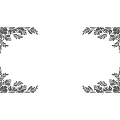 Obraz premium Elegant Floral Frame Design on Black Background with Sophisticated Leaf Motifs for Creative Projects and Invitations