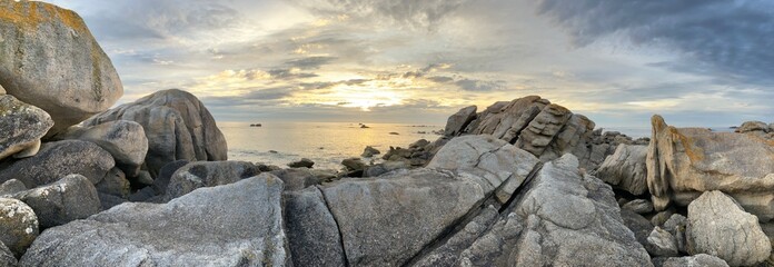 Photographie panoramique de paysage breton