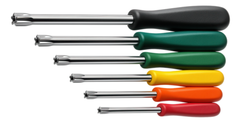 Star wrench set with color-coded handles for easy identification in a busy workshop.