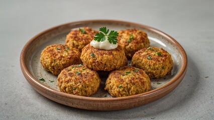 Plant-based falafel balls made from chickpeas on a platter