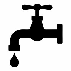 Black Silhouette Water Tap with Dripping Drop