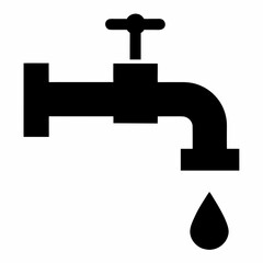 Black Silhouette Water Tap with Dripping Drop