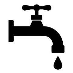 Black Silhouette Water Tap with Dripping Drop